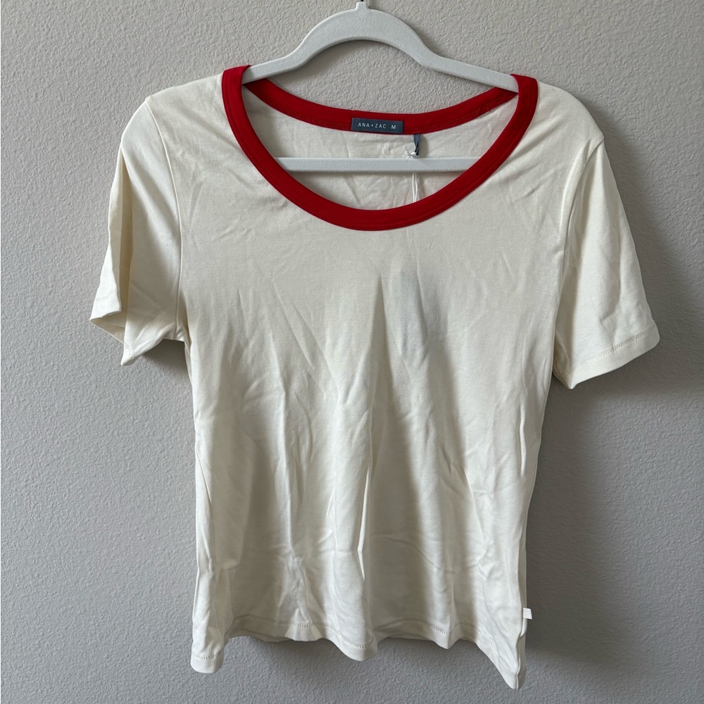 NWT Ana & Zac Scoop neck ringer tee